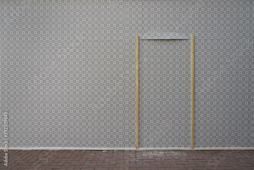 decorative wall with improvised door photo