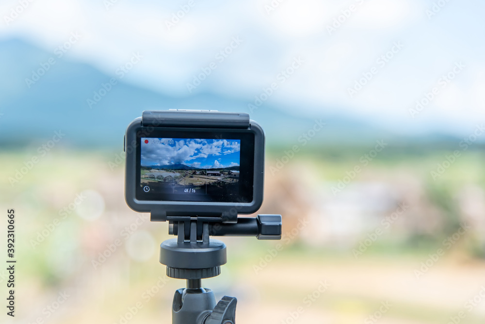 action camera on tripod action camera on tripod