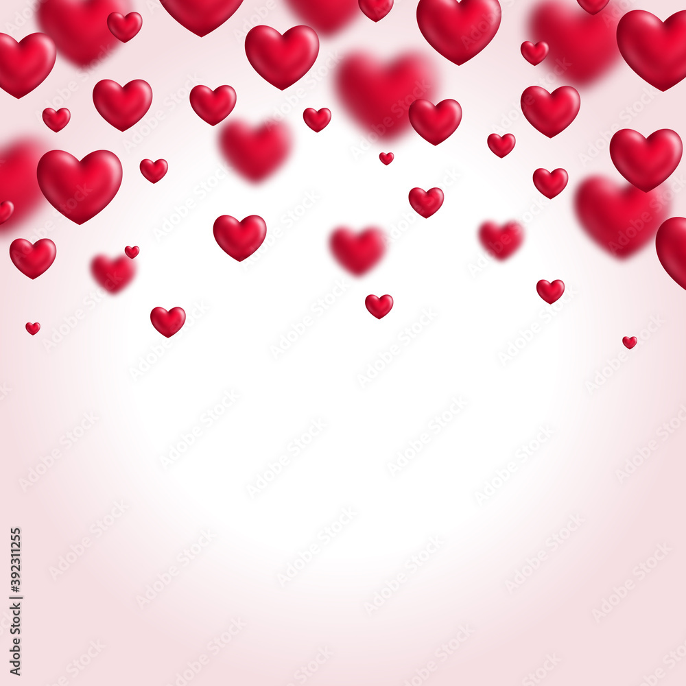 Valentine's day background with flying hearts. Vector illustration. Place for your text message.
