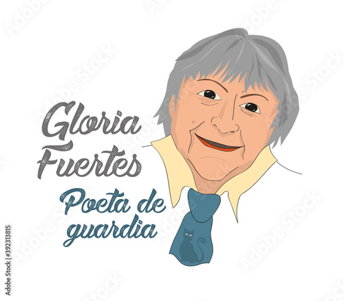 Vector Illustration of Gloria Fuertes, the poet, a vector linear illustration of a portrait of the spanish writer, in his 100th anniversary of his birthday