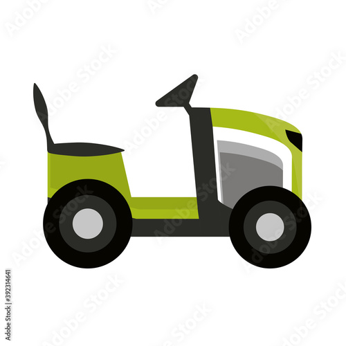 green machine lawn mower garden isolated on white background