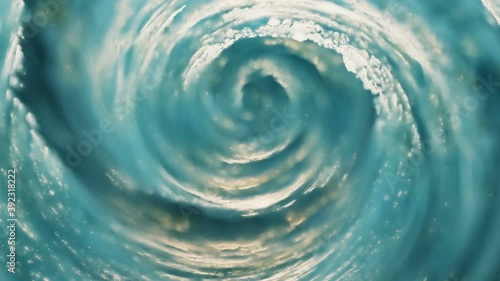 Realistic animation of a large hurricane storm, satellite view.