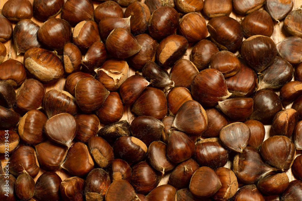autumn details. chestnuts with shell autumn details. chestnuts with shell
