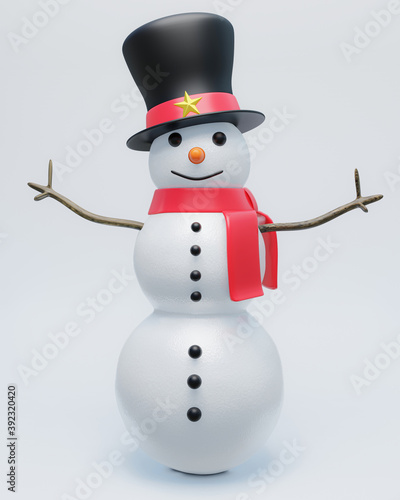 The snowman wears a black h...