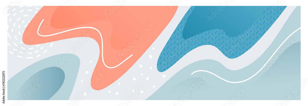 Simple abstract background in winter colors. Hand drawn doodle shapes and leaves. Social media template modern trendy vector illustration. Flat Vector Minimalistic Universal Winter Background.