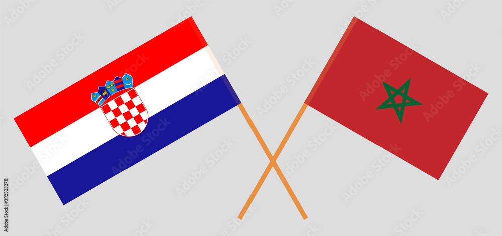 Crossed flags of Morocco and Croatia Crossed flags of Morocco and Croatia