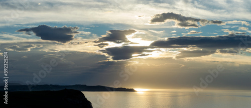 Panorama of a subset by the Cantabrian sea at Comillas  Spain