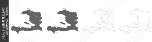 set of 4 political maps of Haiti with regions isolated on white background