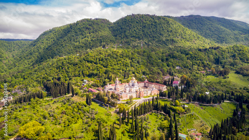 New Athos monastery at summer season aerial view. © idea_studio