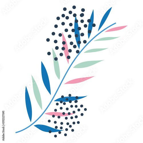 branch leaves and dottes decoration foliage icon on white background photo