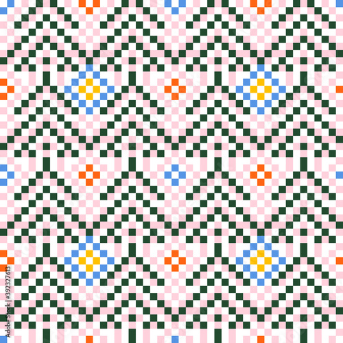 knitted weaving textile in traditional Scandinavian Nordic folk art style seamless pattern for fabric, wallpaper, gift wraps, wrapping paper, stationary, seasonal greeting, cross, geometric, design 