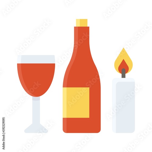 Wine and candle icon, Thanksgiving related vector