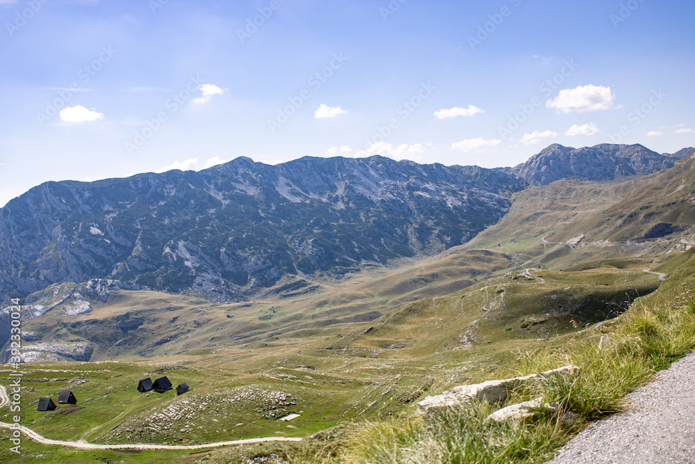 Fantastic mountains of Montenegro. Picturesque mountain landscape of Durmitor National Park, Montenegro, Europe, Balkans, Dinaric Alps, UNESCO World Heritage Site