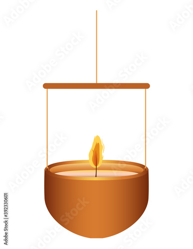 candle on a chandelier whit flame