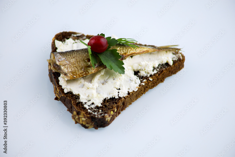 sandwiches with sprats on a white background sandwiches with sprats on a white background