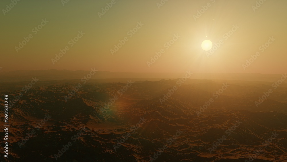 detailed planet surface, realistic exoplanet, beautiful alien planet in far space, planet suitable for colonization, planet similar to Earth 3D render