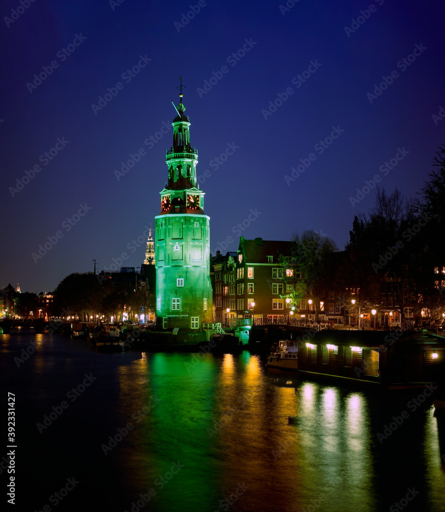 Fototapeta premium Nacht. Amsterdam, Netherlands