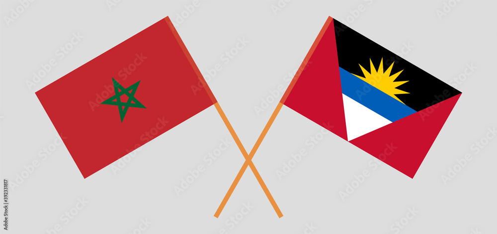 Crossed flags of Morocco and Antigua and Barbuda Crossed flags of Morocco and Antigua and Barbuda