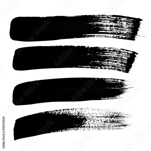 Set of black ink brush strokes