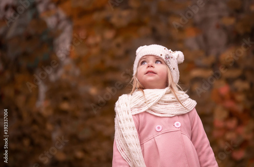 Wallpaper Mural  Girl, garden, pink coat, white hat, close up, sad Torontodigital.ca