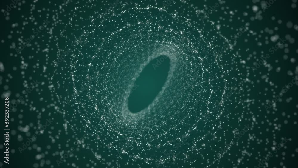 4k video of glittering white particles floating, swirling in a spiral ...