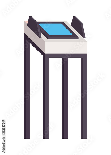 voting booth with blue screen