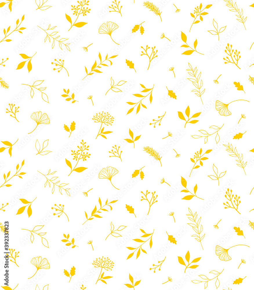 Naklejka premium Elegant seamless pattern with plants and herbs. Hand drawn vector illustration.