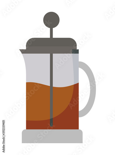 french press over white background
