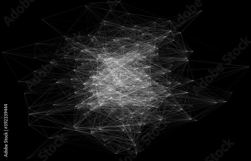 3D illustration of geometric cloud connection structure