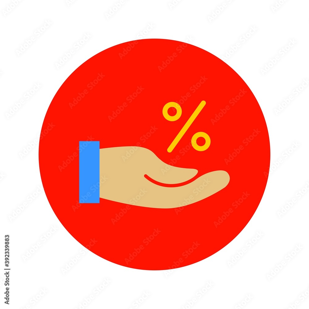 Flat Hand Holding Percent Circle Icon Flat Hand Holding Percent Circle Icon