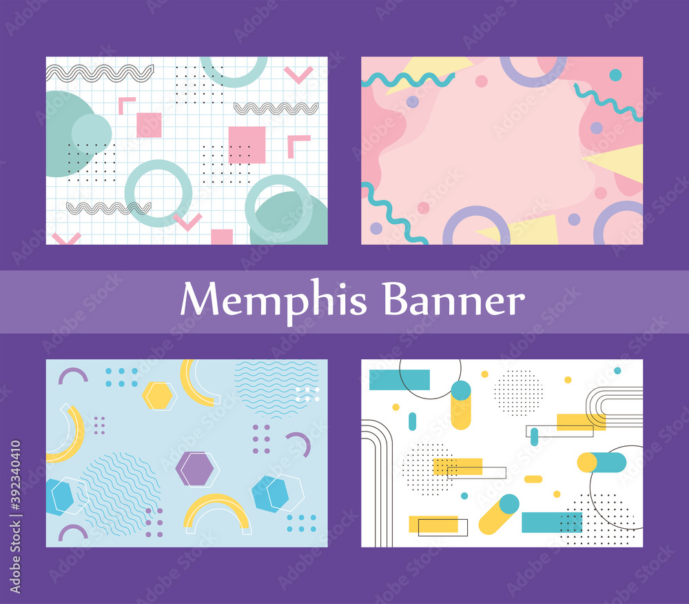 memphis style banner design collection of templates with geometric shapes memphis style banner design collection of templates with geometric shapes