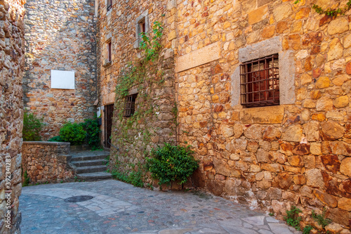 Cozy narrow little streets in a Catalan fishing village on the Costa Brava  Mediterranean Sea