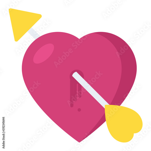  An arrow through heart symbolising cupid heart sign 