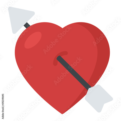 
An arrow through heart symbolising cupid heart sign
