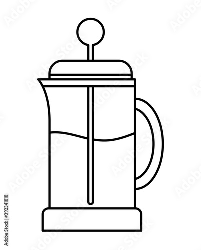 french press on white background