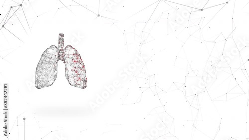 4k video of lung infected with virus on blue.