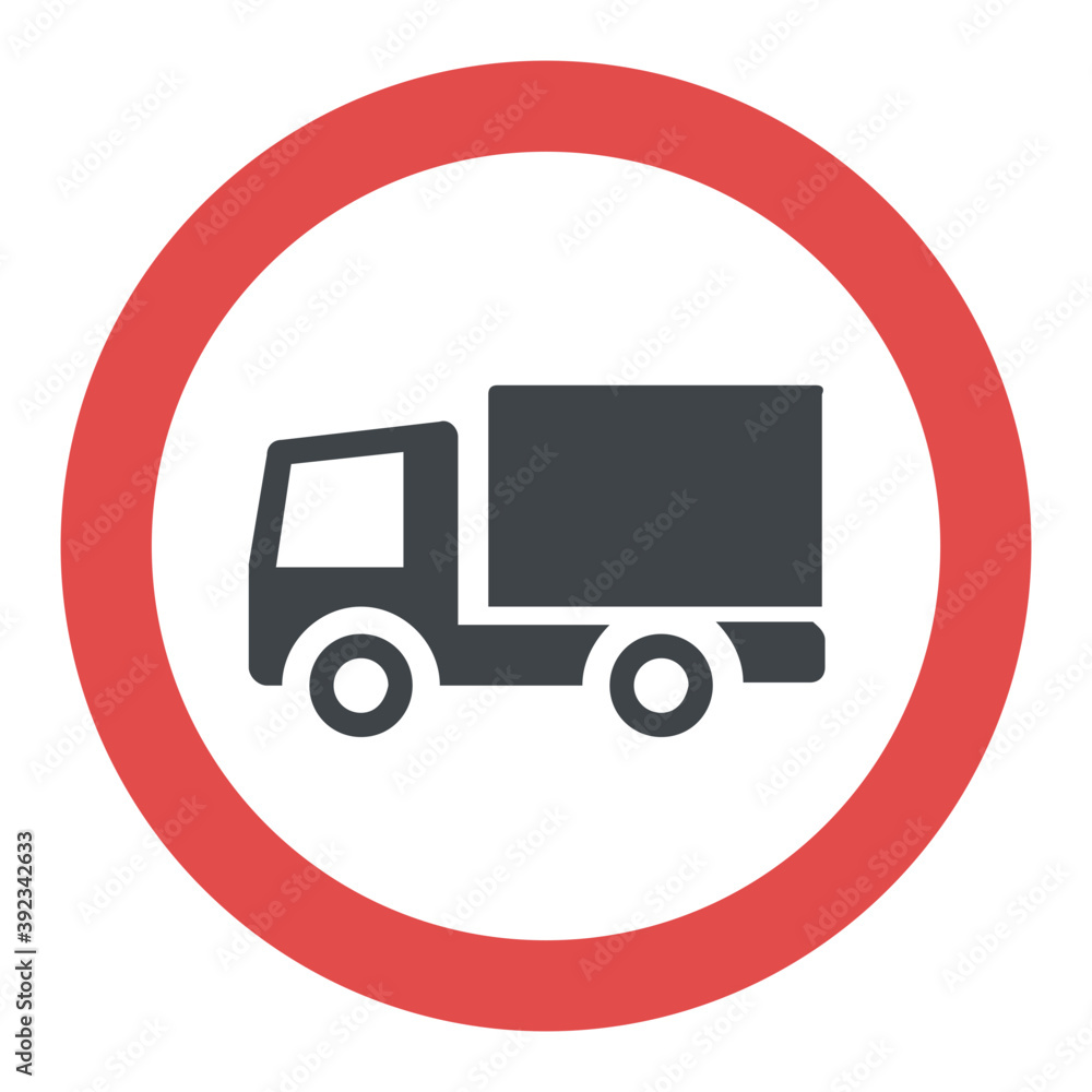 Circular traffic sign indicating no lorries
Circular traffic sign indicating no lorries