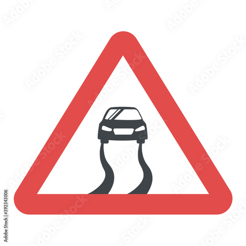 
Warning sign for slippery road 
