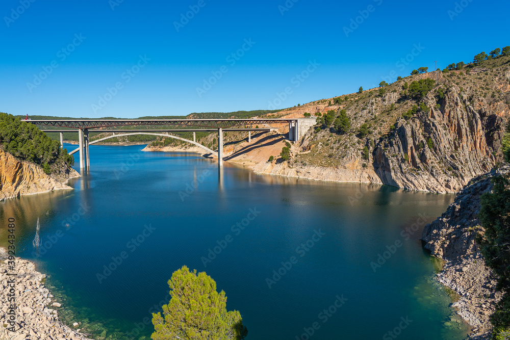 Pantano de Contreras, Spain. This is a dam between the regions of Valencia and Castilla La-Mancha.