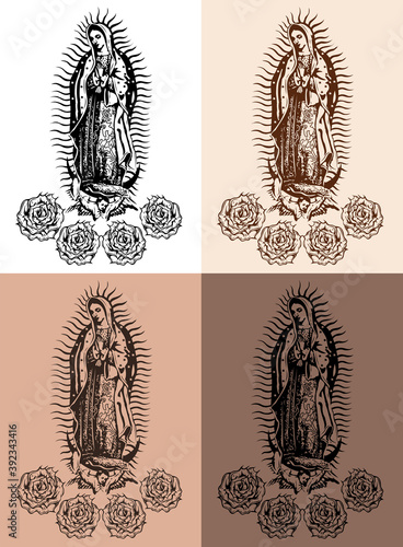 Virgin of Guadalupe, Mexican Virgen de Guadalupe Tattoo style.