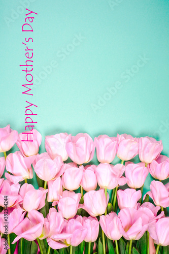 Beautiful bouquet of tulips for Mother's Day on the bright background.