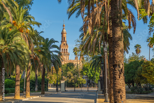 Parque de Maria Luisa is a famous public park in Sevilla, along the Guadalquivir River, Andalusia. photo