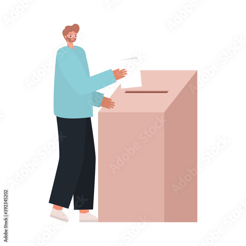 man voting with ligth brown hair and blue coat