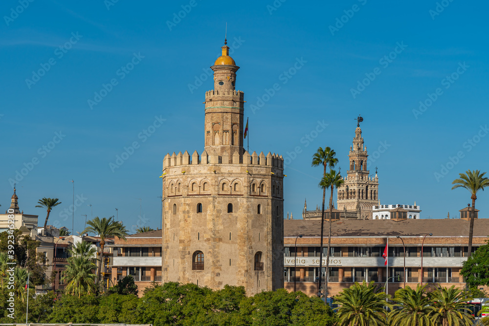 Torre del Oro, Seville, Spain. Military watchtower at the Guadalquivir river