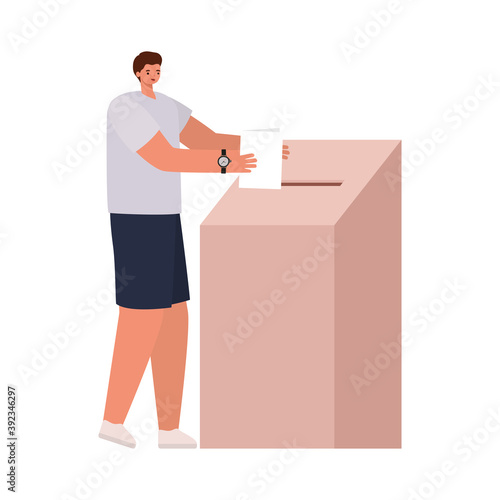 man voting with brown hair, gray shirt and wristwatch