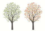 Drawing of a tree in two versions on a light background