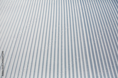 pattern of groomed snow in ski area