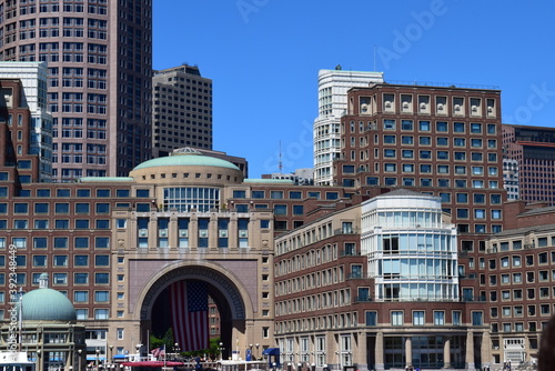 Boston Inner City Financial Area Business Center Skyline View