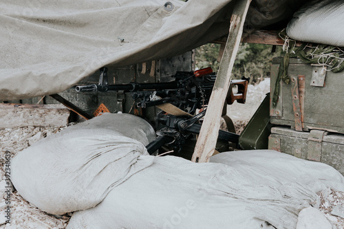 large-caliber machine gun for firing at war weapons photo