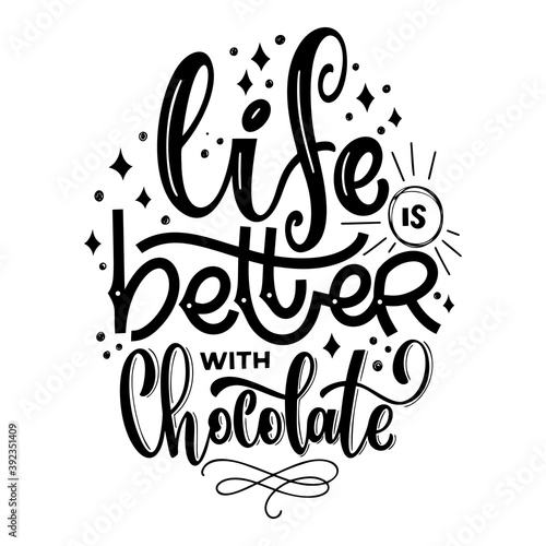 Chocolate hand lettering quote. Warm Christmas winter word composirion. Vector design elements for t-shirts, bags, posters, cards, stickers and menu